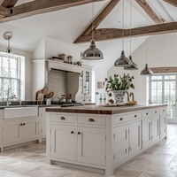 Nouvelle conception de luxe, armoires de cuisine en bois massif en chêne laqué MDF avec îlot, armoire de cuisine blanche