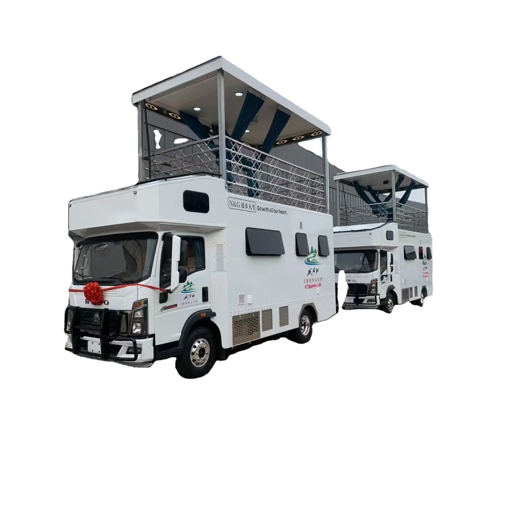 Howo Double-decker High Quality Glass Fiber Anti Collision Travel Trailer Horse Float Camping Caravan Motor Home