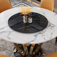 Table à manger ronde en marbre, design italien, ensemble en acier inoxydable, table moderne