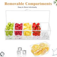 Meilleures ventes : Distributeur de condiments transparent à 5 compartiments avec couvercle, bac à glaçons et support pour garnitures, pour la maison, la cuisine, les buffets et les brunchs