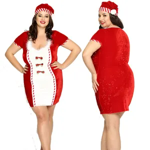 Hina-uniforme sexy de Navidad para mujer, vestido de Papá Noel de talla grande, lencería