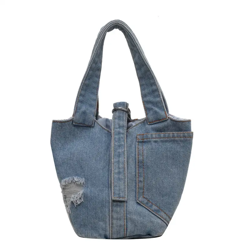 Neue trend ige Jeans tasche Mode Cowboy Damen Handtasche Jeans Damen Eimer Handtasche