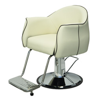 Kursi Salon Hidrolik Modern Warna Krem dengan Alas Kaki Krom untuk Perabot Salon Kecantikan dan Barbershop
