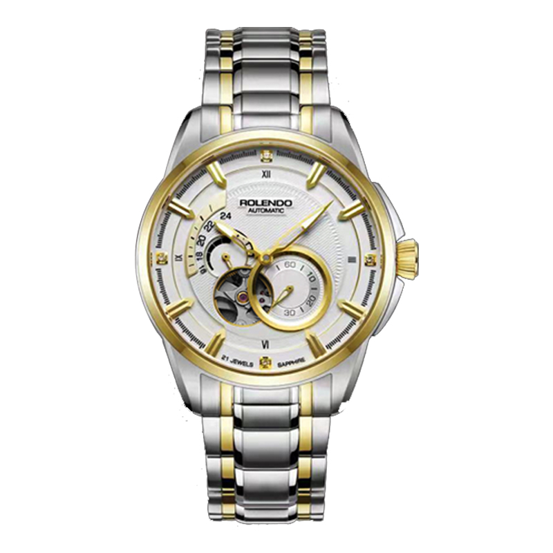 Acier-Blanc moitié or