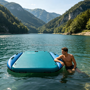Hailebao Tapis gonflable rond en PVC à technologie Drop-stitch, écologique, résistant à l'eau, pliable et portable, utilisable comme pont flottant, tapis <span class=keywords><strong>de</strong></span> yoga et tapis <span class=keywords><strong>de</strong></span> lutte - Product Image 6