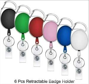 Porte-badge rétractable en alliage de zinc et plastique ABS robuste, porte-badge personnalisé, clip métallique, porte-carte, logo OEM - Style sportif/décontracté - Product Image 4