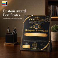 Certificat de diplôme en papier de sécurité avec logo en feuille d'or gaufré, impression offset personnalisée anti-contrefaçon, conception gratuite