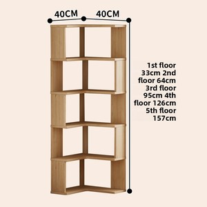 Solid Wood <strong>Corner</strong> Cabinet Rack Storage 90-degree <strong>Rustic</strong> Style Integrated Wall Unit Small Apartment Bookshelf Floor <strong>Shelf</strong> 5 - Product Image 6