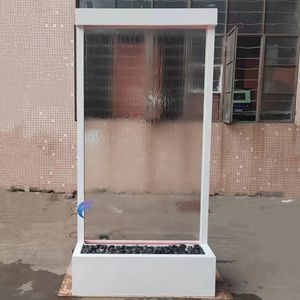 Fuente de agua de pared de diseño moderno con cascada de vidrio templado para decoración de salones de restaurantes - Product Image 4