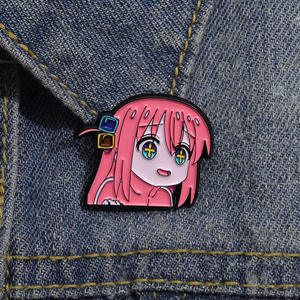 Bros dekorasi gaya Jepang, karakter kartun Anime rambut merah muda versi Q berlapis logam Digital Avatar kepribadian trendi - Product Image 4