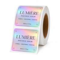 Étiquette autocollante holographique personnalisée imperméable pour emballage privé, rouleau d'étiquettes pour bouteilles et pots cosmétiques