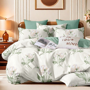 Juego <span class=keywords><strong>de</strong></span> Funda Nórdica <span class=keywords><strong>de</strong></span> 3 Piezas con Estampado <span class=keywords><strong>de</strong></span> Hojas Verdes en Poliéster - Product Image 1