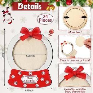 24 Piezas de Adornos Navideños con Forma de Bola de Nieve, Adornos de Madera con Marco para Fotos Navideñas, Adornos Colgantes Navideños - Product Image 6
