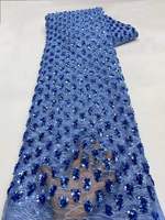 Tela de encaje de malla con lentejuelas pesadas de cobre y cuentas, con diseño floral disperso, para vestido de novia, de noche o de alta costura, entrega rápida