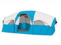 Tente de camping pour 10-12 personnes, double couche, tunnel, 2 chambres, 1 séjour, imperméable, poteaux en fibre de verre 2000 mm, abri familial pour l'extérieur