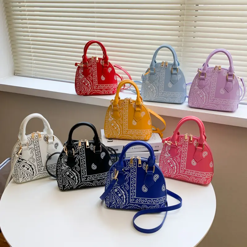 Custom Caju Floral Print PU Bolsa de Ombro Bolsa das Mulheres Mini Bolsa sacos para meninas Luxo em forma de bolsa