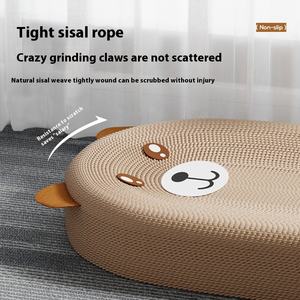 Pohon kucing kartun dengan sarang remah Oval terintegrasi papan garuk Sisal tahan aus persediaan hewan peliharaan grosir cakar Gerinda - Product Image 2