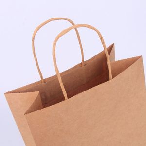 KM 28*15*28cm Handmade <b>Biodegradable</b> Natural Shopping Brown Paper <b>Packaging</b> Food Grade Gift Kraft Paper Bag With Handle - Product Image 3