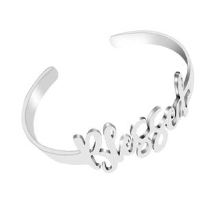 Sortie d'usine <span class=keywords><strong>pas</strong></span> <span class=keywords><strong>cher</strong></span> <span class=keywords><strong>personnalisé</strong></span> nom lettre <span class=keywords><strong>personnalisé</strong></span> <span class=keywords><strong>bracelet</strong></span> en acier inoxydable mode bijoux bracelets pour femmes - Product Image 2