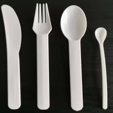 airline disposable meal cutlery kits plastic PP spoon fork and napkin plastic clear wrapped cutlery sets