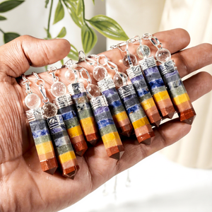 Pendentif de radiesthésie Feng Shui en agate multicolore, fait main, éco-responsable, de qualité supérieure, pour la lithothérapie et la métaphysique, vente en gros - Product Image 1