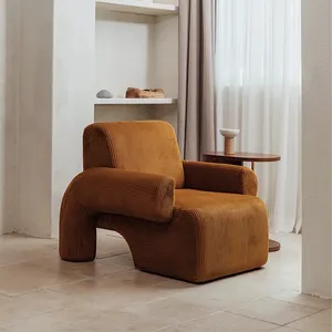 北欧创意单灯奢华简约现代躺椅家具客厅复古休闲椅灯芯绒布艺懒人沙发