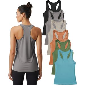 Womens Racer Back Tank <b>Tops</b> Regular Length Quick Dry Spandex Polyester Athletic Wear Multi Pack - Product Image 1