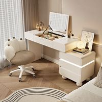 Nouvelle coiffeuse blanche tendance pour chambre à coucher avec rangement, commode économique pour filles, table de maquillage simple avec miroir rabattable