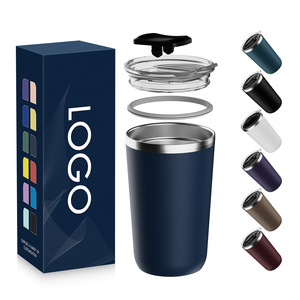 Tasses à bière de 20oz tasses à café à double paroi en acier inoxydable gobelet à vin design avec couvercle - Product Image 1