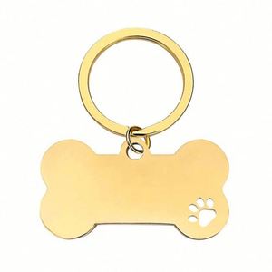 Carved <b>Dog</b> <b>Tag</b> Stainless Steel Paw Print Pet Pendant With Laser Logo Blank Material Engraved Keychain From Factory - Product Image 3