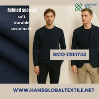 RCO-CH5732 durable coquille d'huître Seawool flanelle Spandex mélange contrôle des odeurs 243GSM tissu de chemise avec Spandex