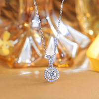 Collier en moissanite ronde testée au diamant, pendentif en moissanite VVS pour mariées, usage quotidien, bijoux en argent sterling 925