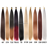 Vente en gros de cheveux synthétiques lisses et doux de 22 pouces, 150g, résistants aux hautes températures, pour tresses au crochet, extensions en vrac, effet soyeux et raide comme des baguettes