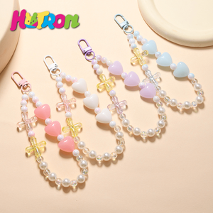 15cm Beaded Plastic Handicraft Colorful Rope Beads Acrylic Bag Decoration Mobile Phone Lanyard Plastic Handicraft