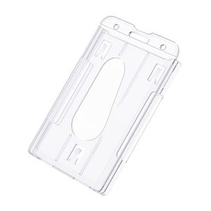 High Quality <b>Polycarbonate</b> Id Badge Hard <b>Plastic</b> Pc 2 Slots Crystal Clear Transparent Working Card Holder - Product Image 1