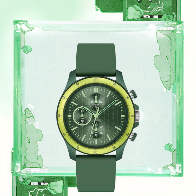 Men's Silicone Seiko Quartz Movement Watch 43mm Japanese Green Glass Eco-Friendly 3 Bar Water Resistant Young People Gift Him