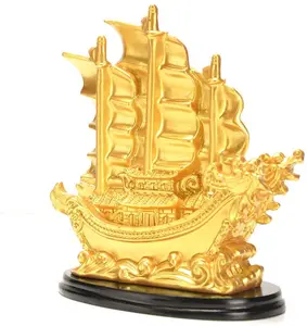 Zeilschip Standbeeld Feng Shui Decor Voor Fortuin, rijkdom En Welvaart Decoratieve Gouden Rijkdom Zeilboot Decor Voor Kantoor Een