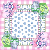Style preppy, Gingham, Ginger Jar, Porcelaine bleue et blanche, à pois, Antidérapant, Réduction du bruit, Tapis de mahjong, BAMA MAHJ