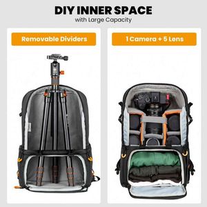 Sac à dos pour appareil photo, grand sac pour appareil photo avec compartiment pour ordinateur portable, support pour trépied, housse imperméable, photographie en plein air - Product Image 3