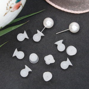 Milky White Stone Shaped Soft <b>Rubber</b> <b>Earring</b> <b>Backs</b> Round Four Petal Heart Star Plastic Resin Jewelry Findings - Product Image 4