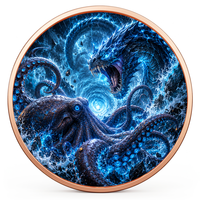 Pièce de monnaie double face 1 oz en cuivre pur 999, motif 'Twin Beasts Rivals', relief 3D, effet UV coloré, 'Lutte Éternelle', artisanat métallique artistique