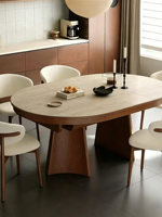 Ensemble table et chaises de salle à manger multifonctionnelles en pierre de style médiéval, idéal pour les petites maisons ; table ovale pliable et extensible
