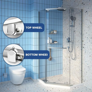 Shower <b>Door</b> <b>Rollers</b> Zinc Alloy Shower <b>Door</b> Wheels Curved Shower <b>Rollers</b> with Anti-Collision Block Bathroom <b>Door</b> Accessories - Product Image 4
