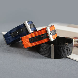 अनुकूलित एकल पास प्रीमियम नायलॉन घड़ी पट्टियाँ 18 मिमी 20 मिमी 21 मिमी 22 मिमी सांस लेने योग्य हर्ग्रिबोन नायलॉन + वास्तविक चमड़े की घड़ी बैंड - Product Image 4