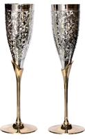 Ensemble de gobelets à vin transparents en acier inoxydable exclusifs, 27 cm, or et argent, faits à la main, durables, tige moyenne, 0,5 L, magnifique boîte en velours