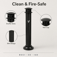 Cheminée d'extérieur moderne de luxe en acier galvanisé à tube rond pour bureau, hôtel, parc, sur pied, marque MAX, usine OEM