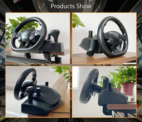Volant de jeu filaire USB avec moteur à vibrations, boutons programmables, design ergonomique pour 360//PC, nouvelle arrivée 2025
