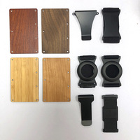 Dompet logam minimalis pria, bahan kayu aluminium Aloi pemegang kartu penghalang Rfid dengan klip uang
