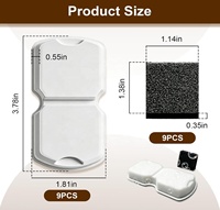 Filtre de remplacement pour fontaine à eau pour chat HYRA avec 9 filtres et 9 éponges |   Ensemble de 18 pièces, compatible avec ATMZIQXR