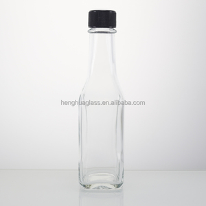 Bán buôn <span class=keywords><strong>148ml</strong></span> 150ml 5oz vuông rõ ràng chai nước sốt thủy tinh với nắp nhựa cho woozy BBQ Ớt cà chua đậu nóng lưu trữ dầu - Product Image 1